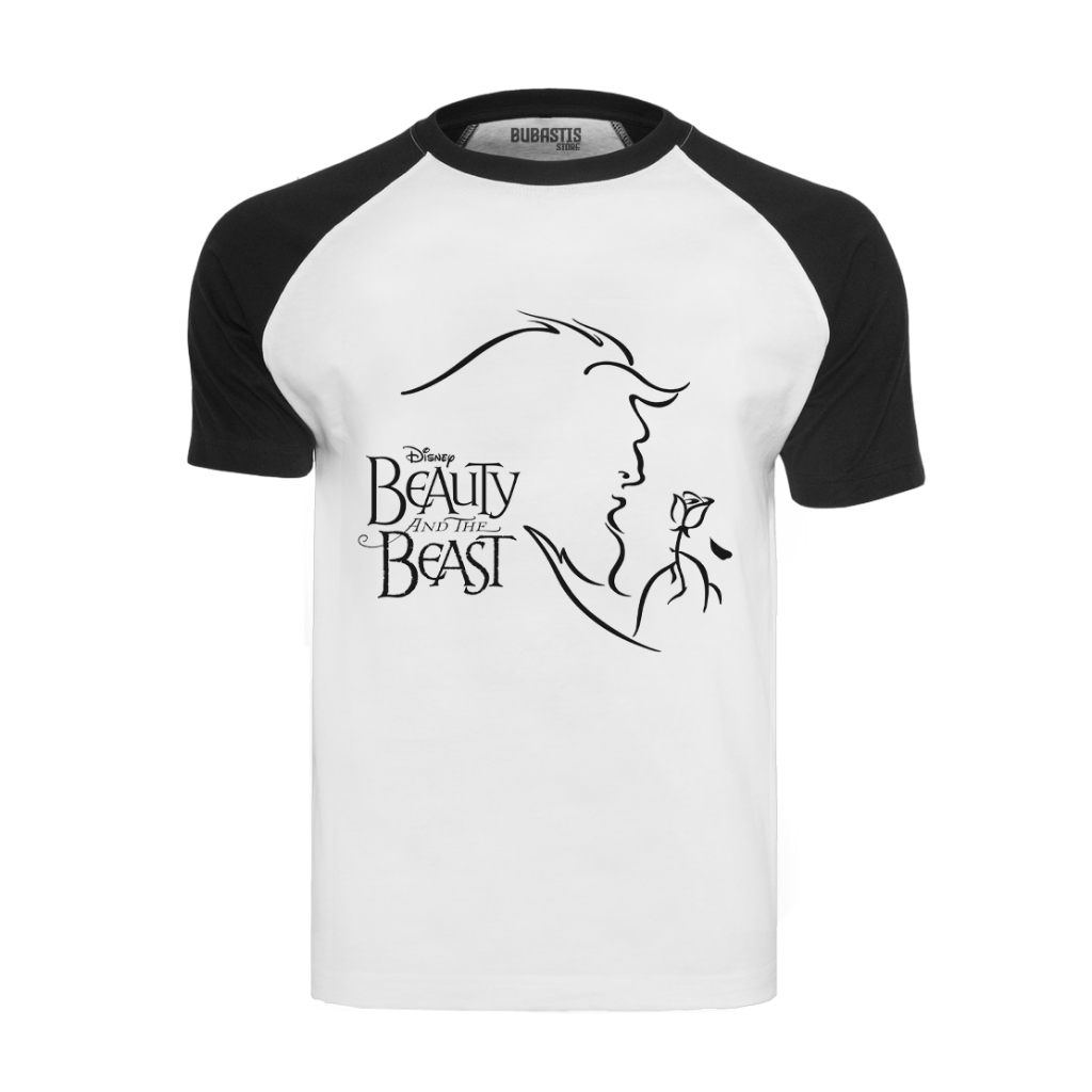 Camiseta Raglan Bela e Fera Conto Fadas principe Monstro Desenho Infantil Adulto
