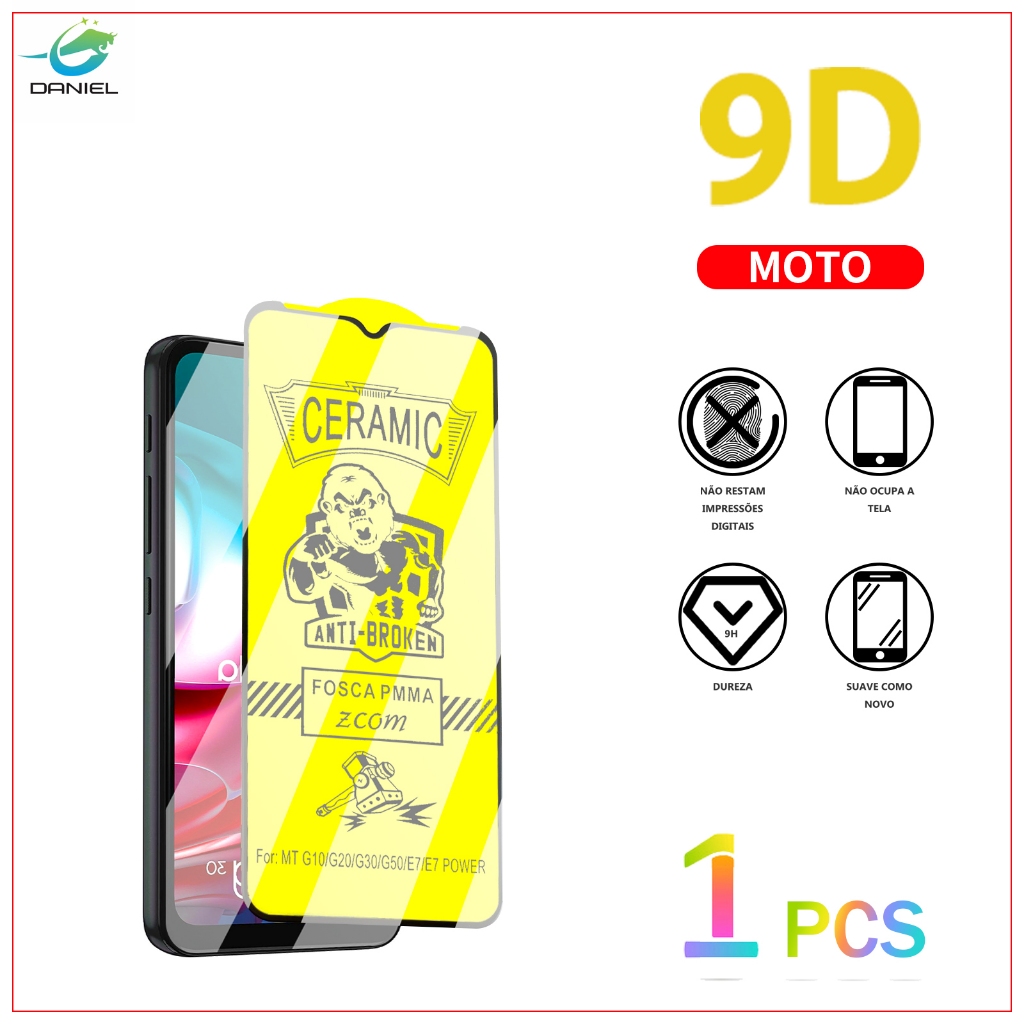 Película KIT 1 Premium Cerâmic Fosca MOTO E30 E13 E20 E22 E32 E7 E7 POWER E40 EDGE 30 ONE PUSION Película protetora