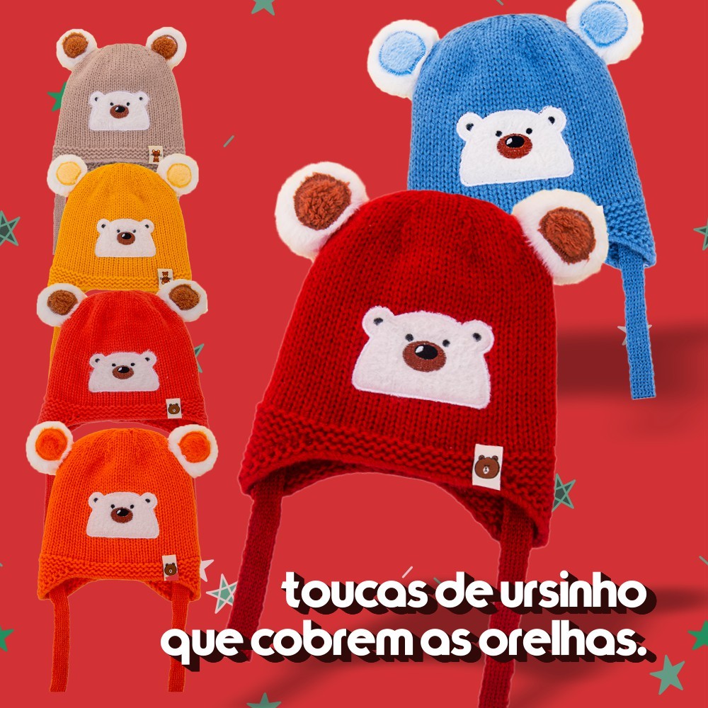 Gorro Touca Infantil Criança Menino Menina Tricotado Quente Fashion Para 1-2 anos e 6 meses KZ0367UR