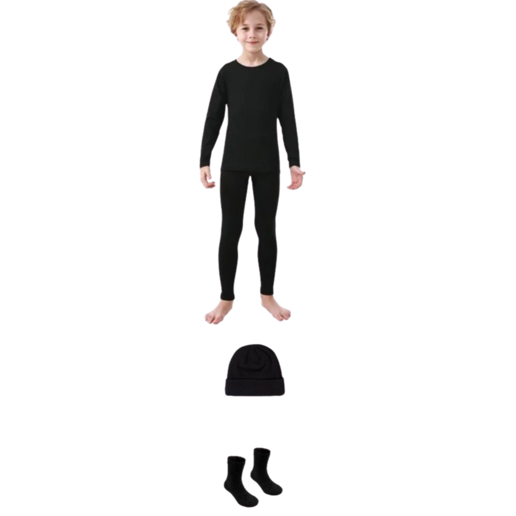 Roupa Térmica Infantil Conjunto BLUSA CALÇA MEIA TOUCA frio Peluciado Frio Neve criança juvenil tamanho 2 até 16 forrada flanelada agasalho pijama longo confortavel uniforme segunda pele