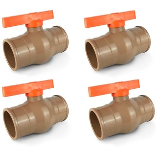 Kit 4 Registro De Esfera Soldavel PVC 50mm 1.1/2 Polegada Marrom Agua Fria NBR 5648 Para Tubo De Pvc