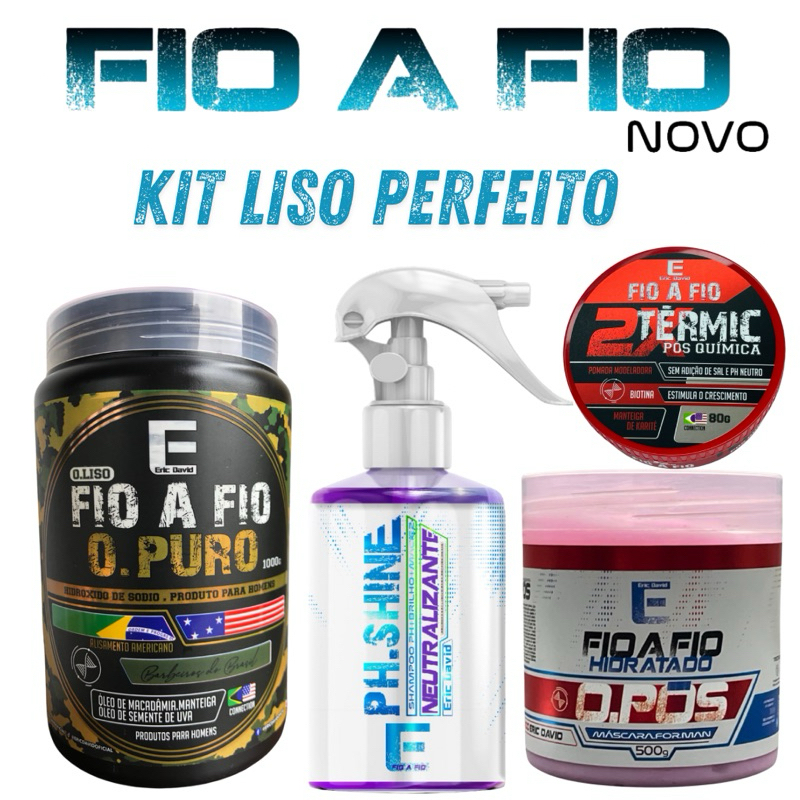 kit Alisamento para cabelo crespo fio a fio Eric David ação rápida de 5 minutos