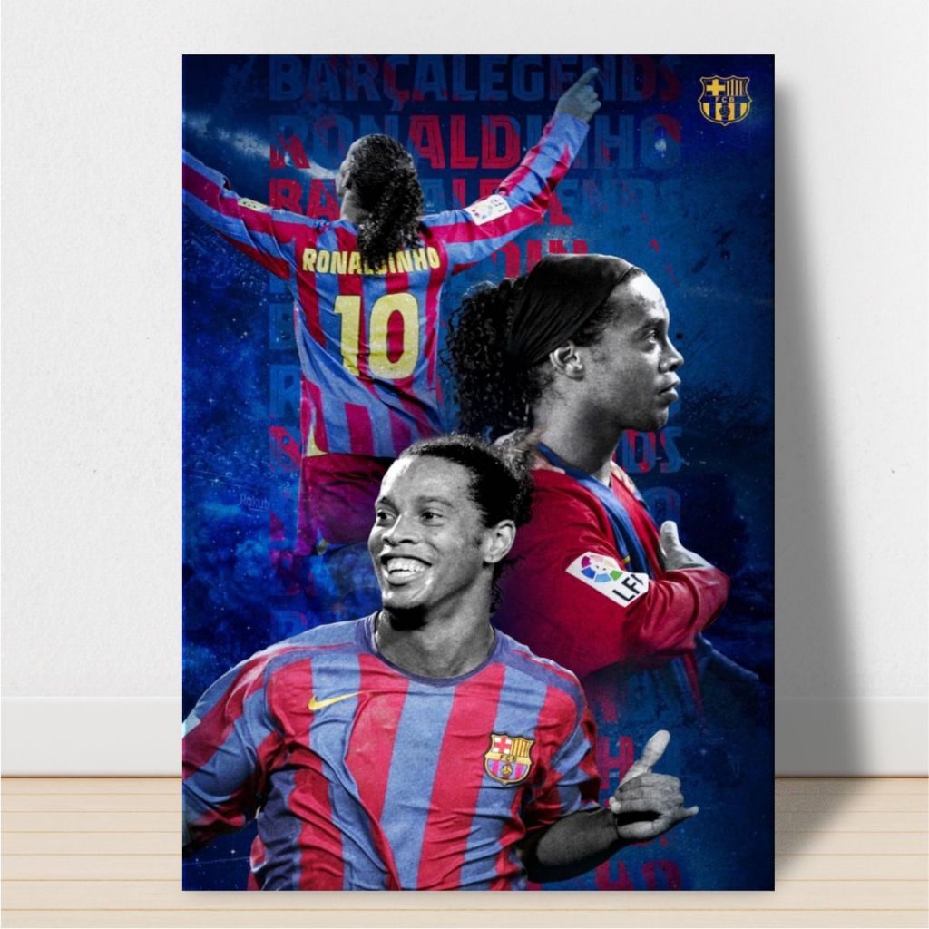 Quadro Placa Decorativa Laminada Ronaldinho Barcelona