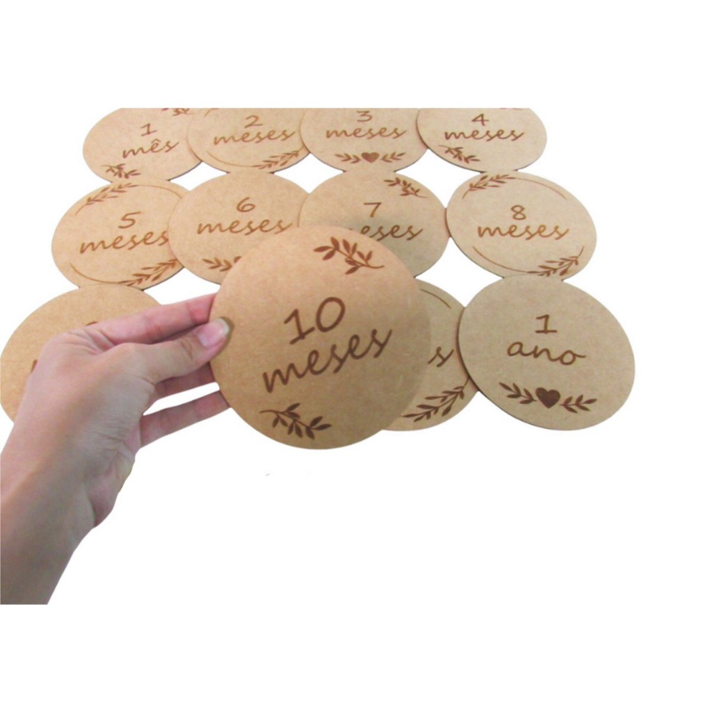 Kit Plaquinhas Mêsversário Mdf Cru Bebê Aniversário em Oferta na Shopee