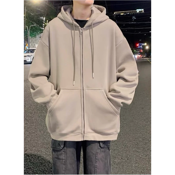 Moletom Blusa Aberto Com Ziper e Capuz de Frio INVERNO LISO CASACO