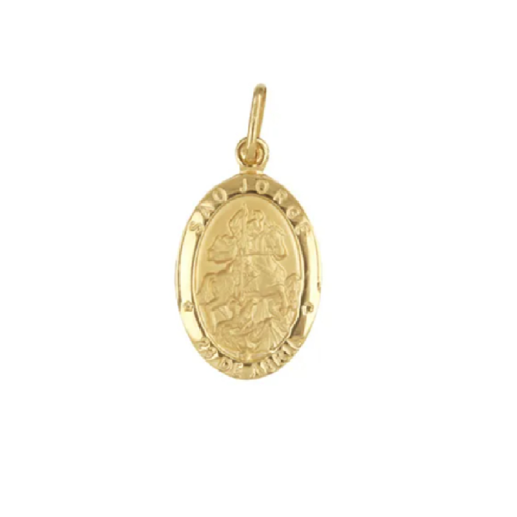Pingente Medalha São Jorge Ouro18k Grande Pingente Proteção
