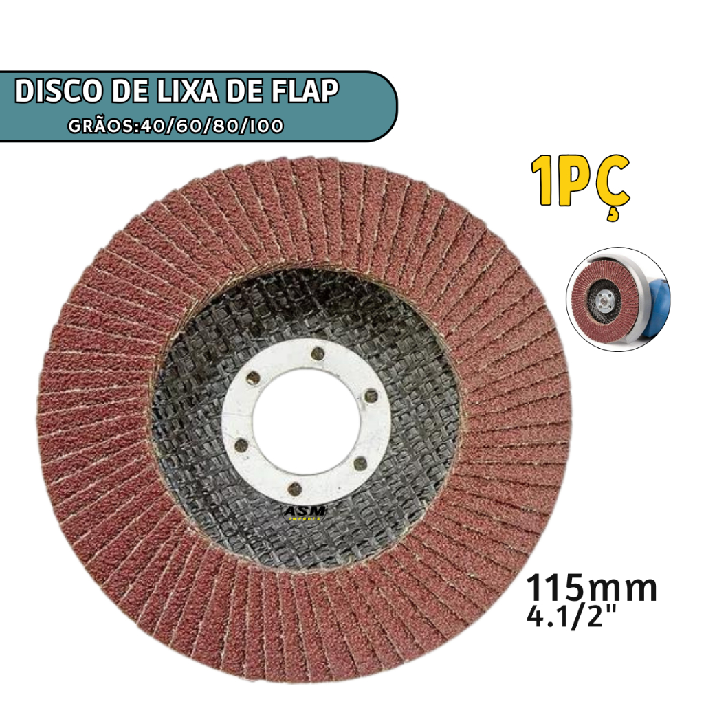 Disco de Lixa Flap 1unidade 115x4.1/2" 40 até 100 grãos Disco de Lixa para diversas utilidades