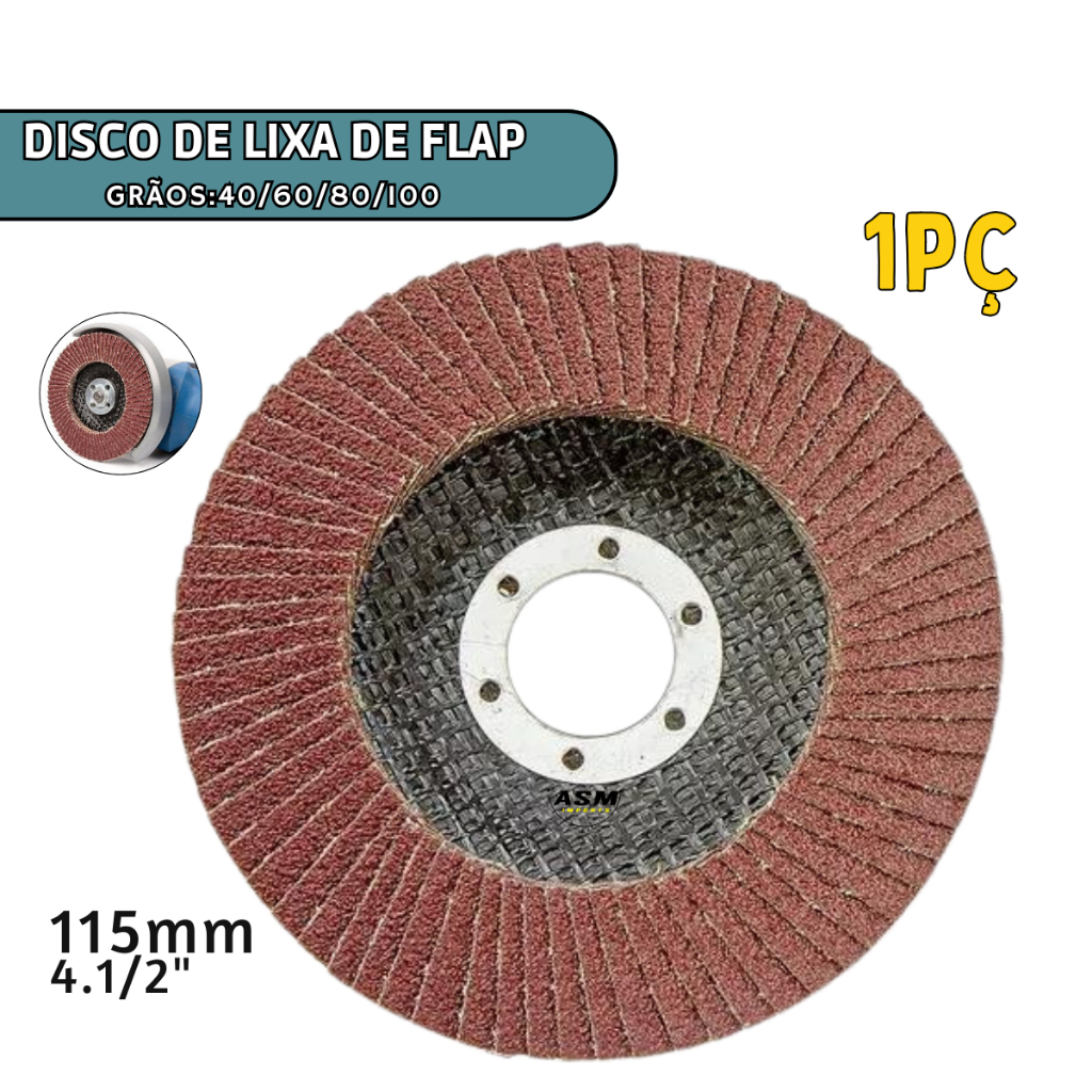 1unidade Disco Lixa Flap 115x4.1/2" 40 Até 100 Grãos Disco de Lixa Diversa Utilidade Disponivel