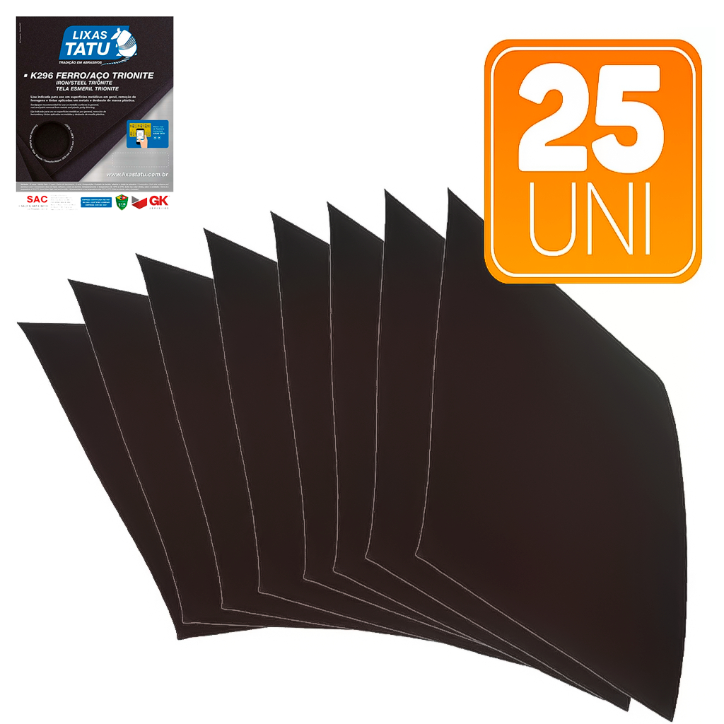 Lixa Manual Para Ferro Aço Alumínio Kit Com 25 Folhas GRÃO 36 - 220 Remove Tintas E Ferrugens em Oferta na Shopee