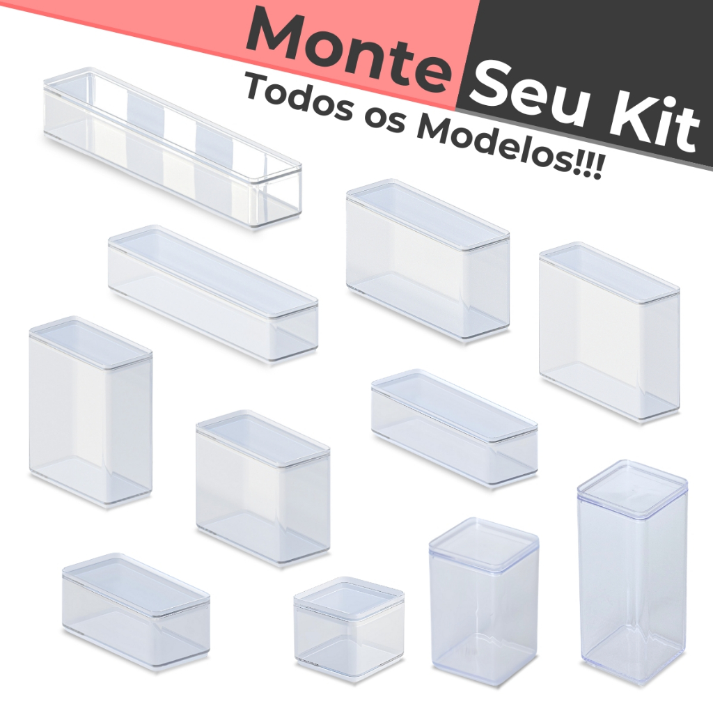 Caixa Cesto Pote Organizadora de Acrílico Linha Module Paramount Multiuso Transparente Empihável
