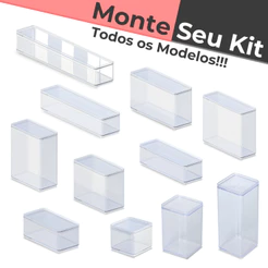 Caixa Cesto Pote Organizadora de Acrílico Linha Module Paramount Multiuso Transparente Empihável