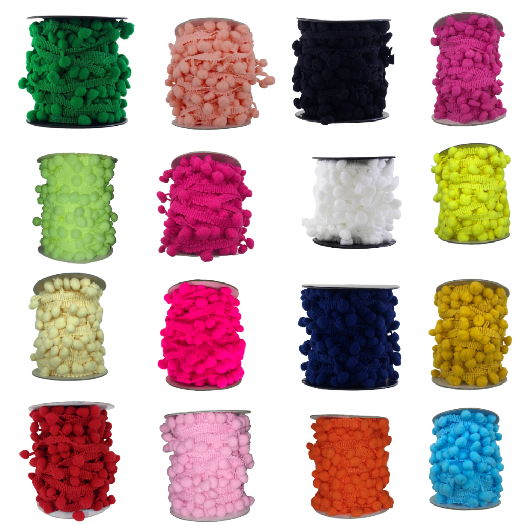 Pompom em Fita  Grelot 7mm  C/10m - Mm Biju em Oferta na Shopee