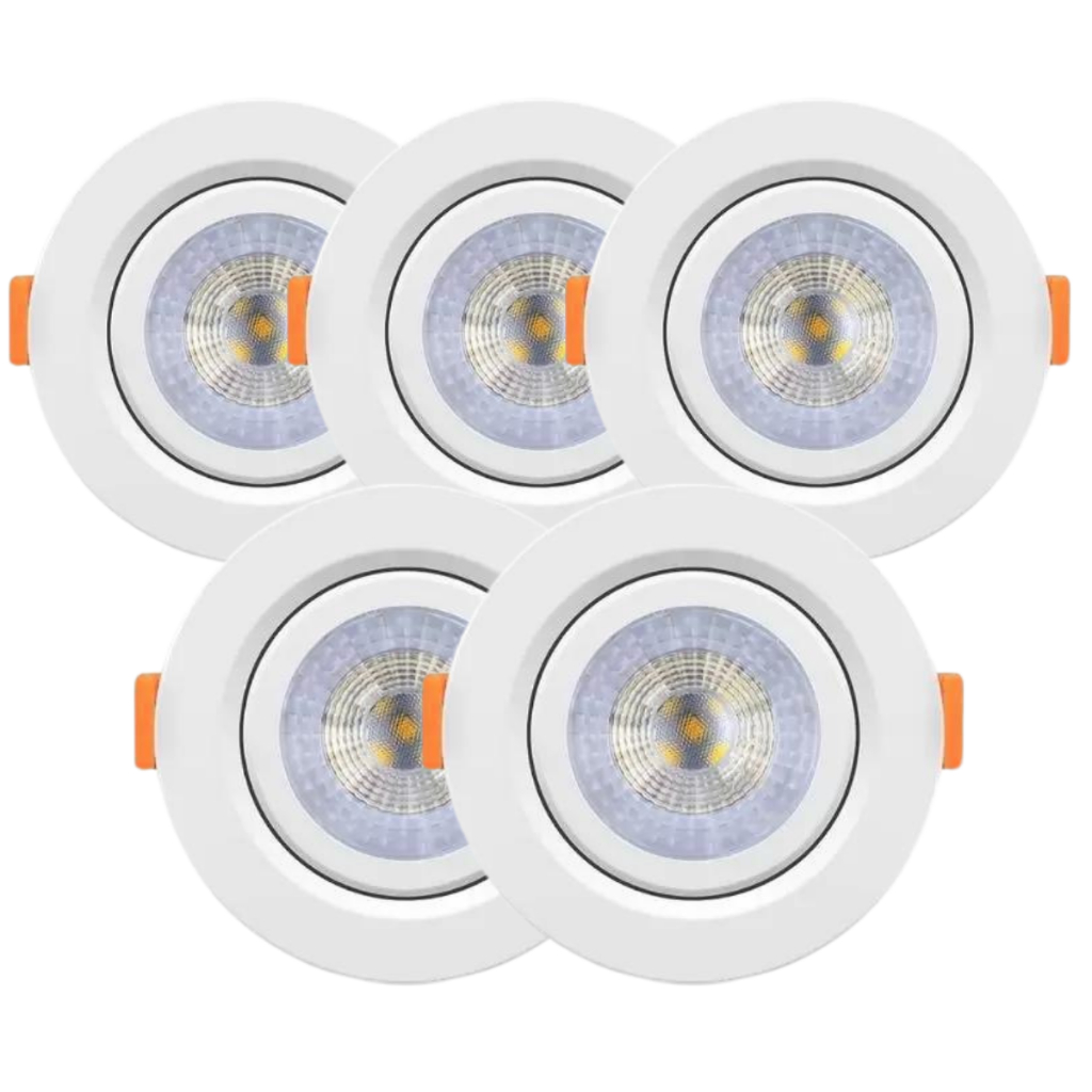 Kit 5 Spot Cob Direcionável Redondo 5w Bivolt Teto - Elgin