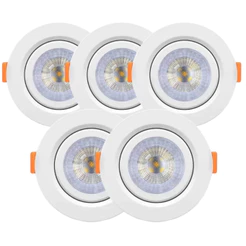Kit 5 Spot Cob Direcionável Redondo 5w Bivolt Teto - Elgin