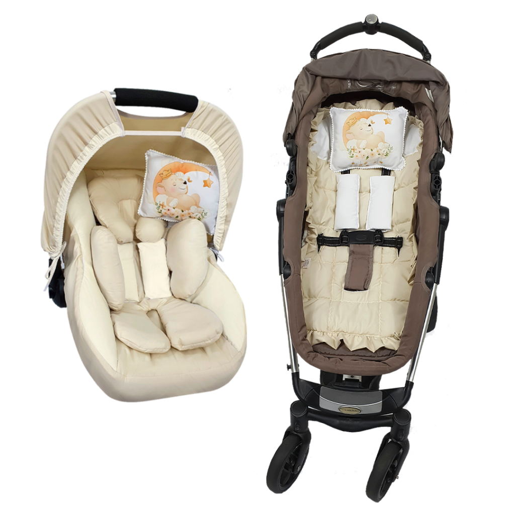 Capas para Bebê Conforto e Carrinho: Apoio, Protetores de Cinto, Almofadinhas - Kit 8 Peças