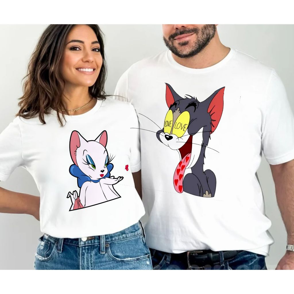 kit blusa camiseta casal namorados tom e jerry gata, presente namorada criativo em Oferta na Shopee