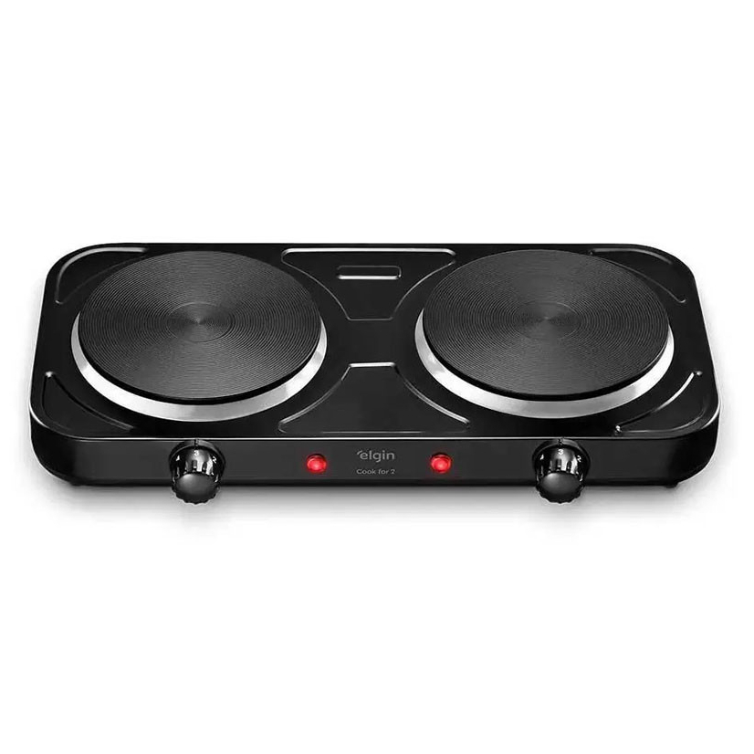 Fogão Elétrico Portátil FOG10 Cooktop 2 Bocas Cook For 2 Preto 220v Elgin em Oferta na Shopee