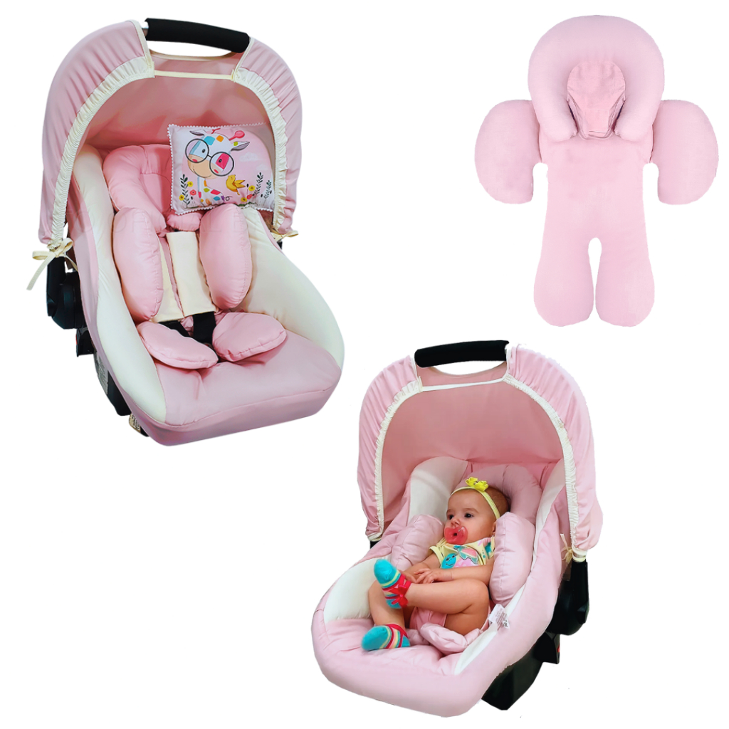 Kit 6 Peças, Capa de Bebê Conforto, Capota Solar, Protetores de Cinto e Redutor Anatômico