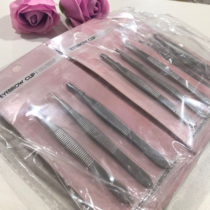 12 Pct Com kit 3 Pinça Profissional Em Aço Inoxidável Para Sobrancelha / Remoção De Pelos / Sobrancelha