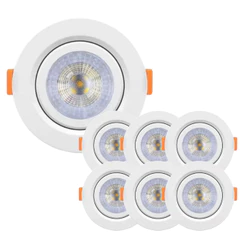 Kit 7 Spot Cob Direcionável Redondo 5w Bivolt Teto - Elgin
