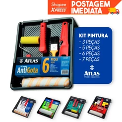 Kit De Pintura Completo Atlas 3 | 4 | 5 | 6 | 7 Peças - Iniciante e profissional parede tinta pincel