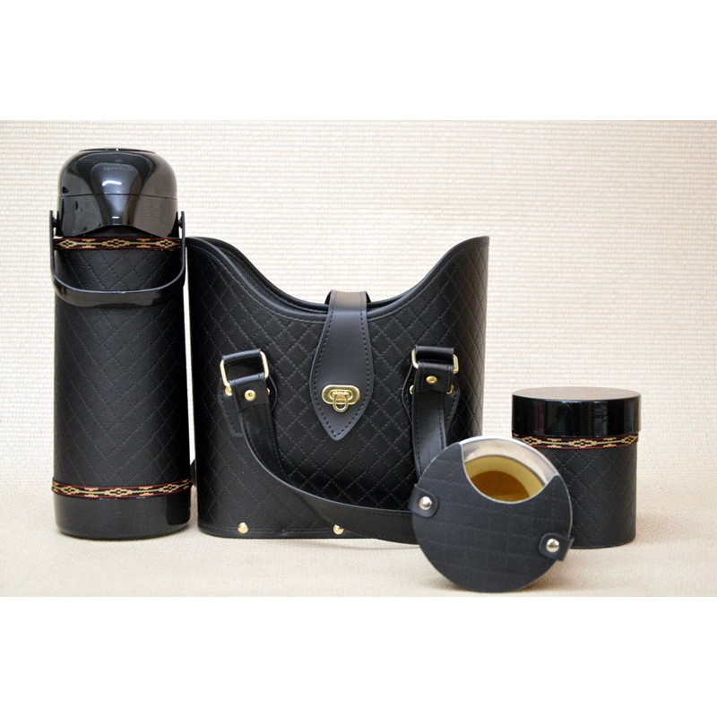 Kit chimarrão preto  mateira chimarrao Luxo com 5 peças, Cuia, Térmica 1 litro, Pote de erva e Tapa erva/mate e Tererê