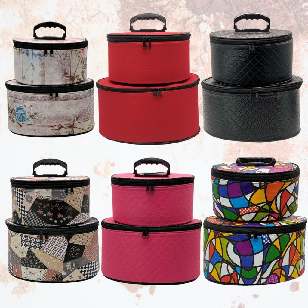 Kit 2 Maletas Frasqueiras com ZIPER Make up Viagens em Oferta na Shopee