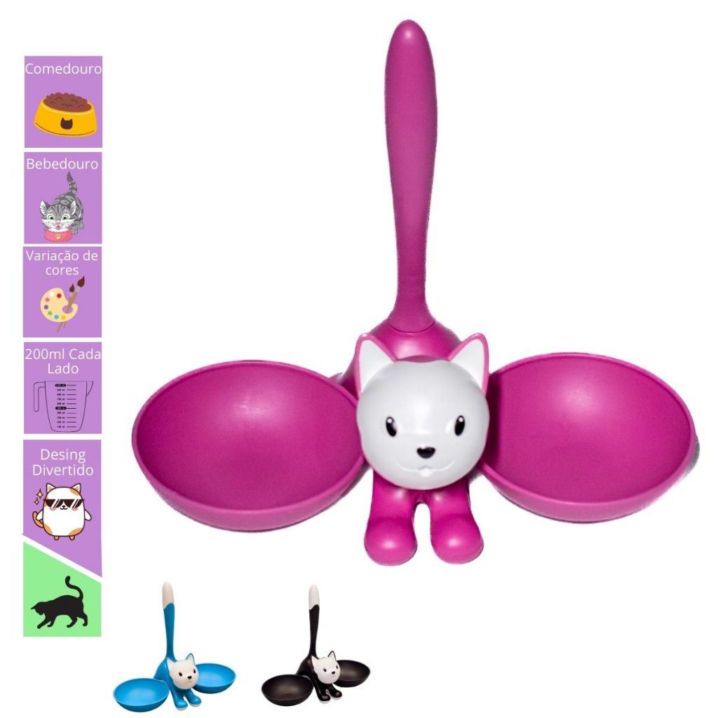 Kit Comedouro Bebedouro Gatos Pequeno Plástico Moderno Gatito em Oferta na Shopee