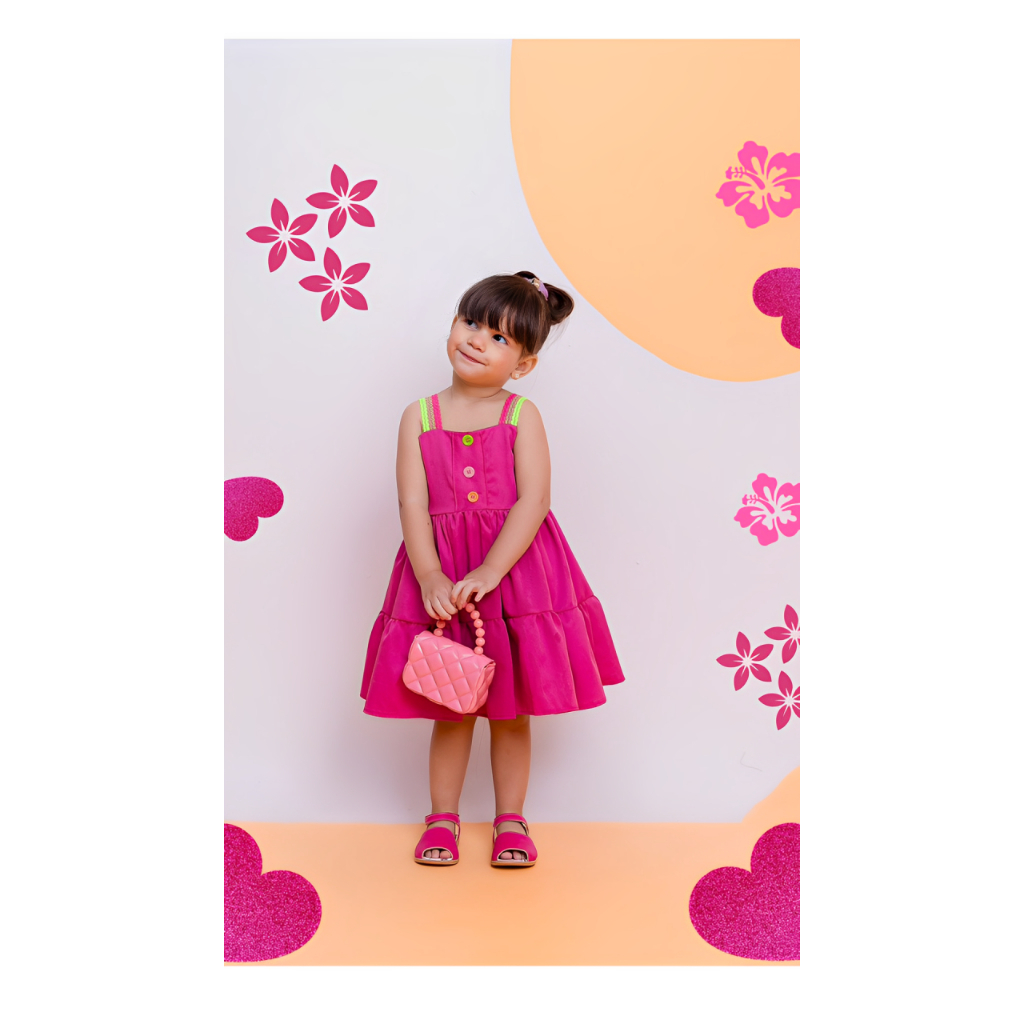 vestido infantil verão moda praia casual roupa de menina em Oferta na Shopee