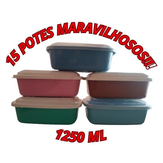 COISAS DIFERENTES DA SHOPEE 15 POTES - MARMITAS- ORGANIZADORES - RECIPIENTES VASOS DE 1250 ML RETANGULAR VERSÁTIL