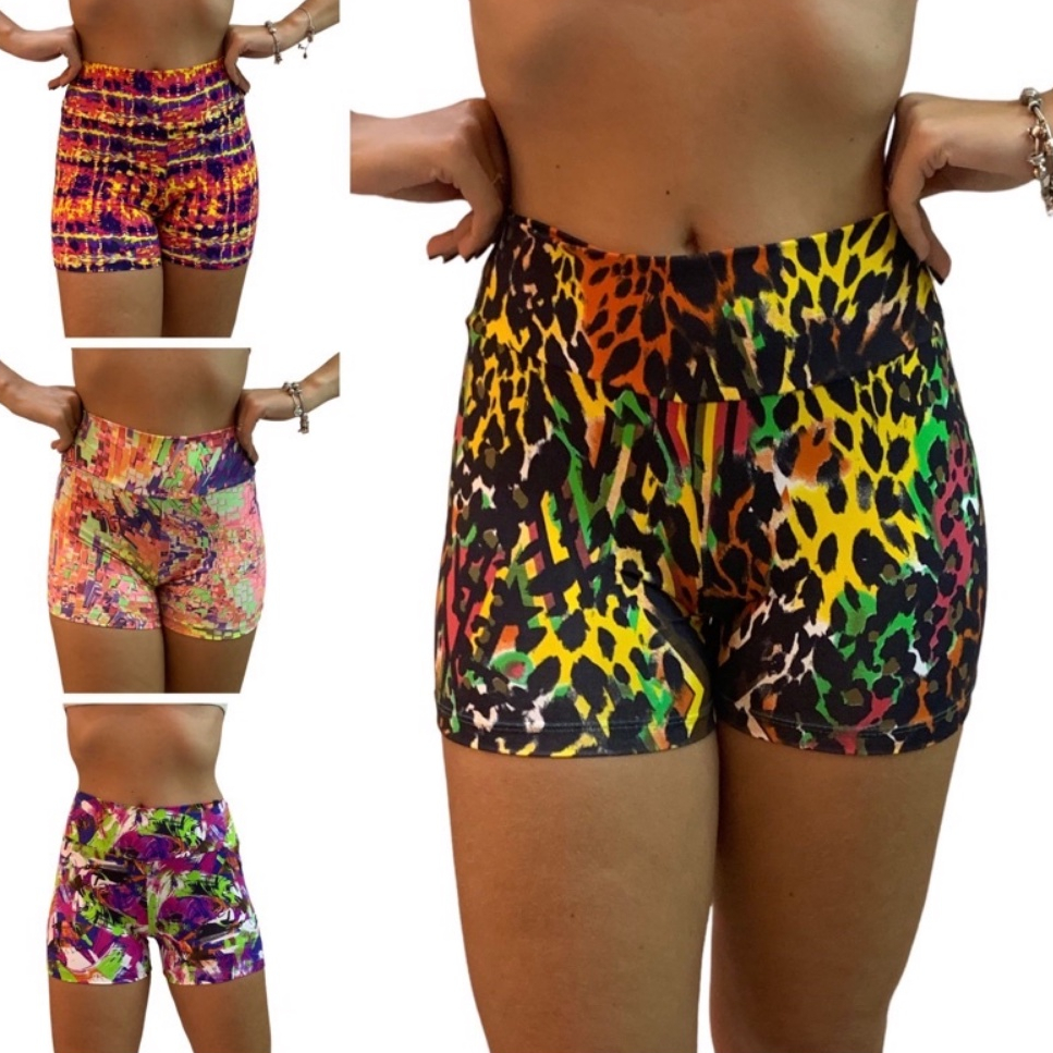 Kit 2 Short Feminino Estampado Fitness Academia
