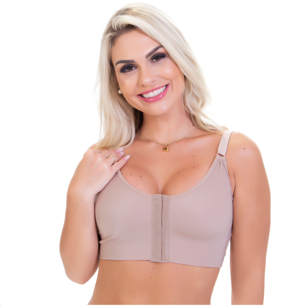 Kit 2 Sutiã Cirúrgico Pós Operatório de Alça  Abertura Frontal Tecido Proteção UV em Oferta na Shopee