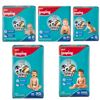 KIT COM 4 FRALDAS LOOPING LOONEY TUNES JUMBINHO em Oferta na Shopee
