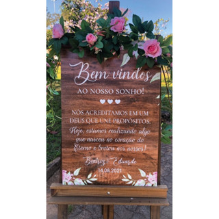 Placa Decoração Para Casamento Recepção Seja Bem Vindos Personalizada em Oferta na Shopee