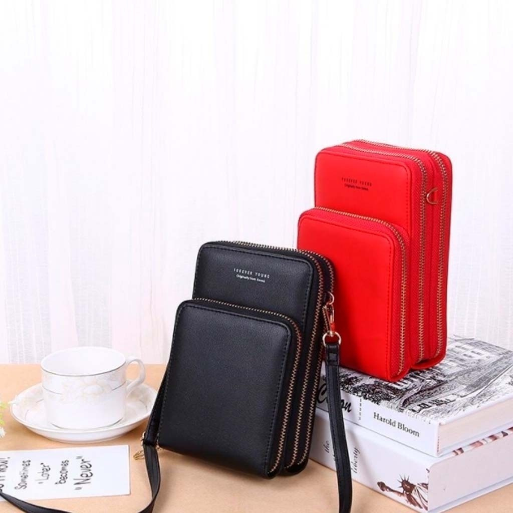 Bolsa Feminina Pequena Transversal Estilosa Carteira Porta Celular Couro Pu Hard