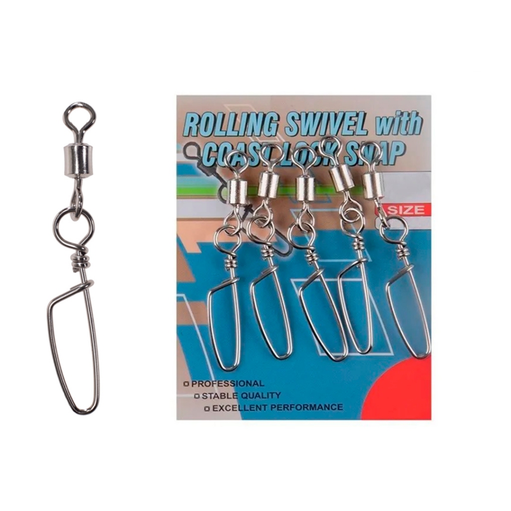 GIRADOR COM ROLAMENTO E SNAP PARA LINHA DE PESCA COM 10 UNIDADES em Oferta na Shopee