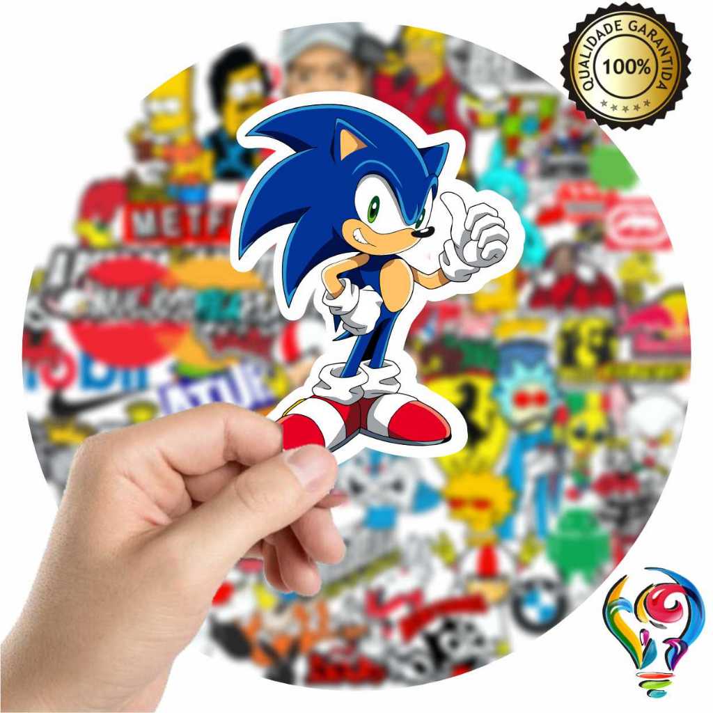 Adesivo Sonic Sticker Para Bike Skate Moto Capacete Carro Caminhão notbook em Oferta na Shopee