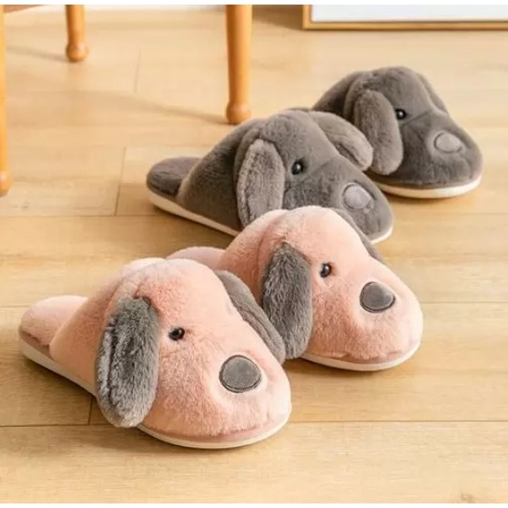 Pantufa Cachorrinho Pelúcia 3d Infantil Sola Antiderrapante Pantufa Chinelo Cachorro Quentinha Confortável - Unissex