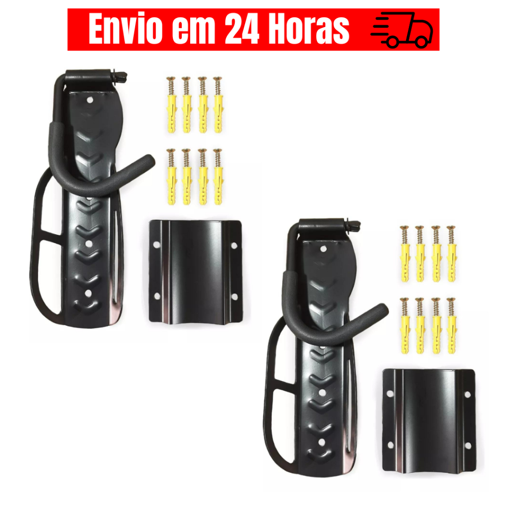 Kit 2 Ganchos Com Apoio de Pneu Suporte De Parede Para Bicicleta Bikes em Oferta na Shopee