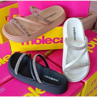 Sandalia Papete Moleca Feminina Tiras Strass Flatform Macia Original em Oferta na Shopee