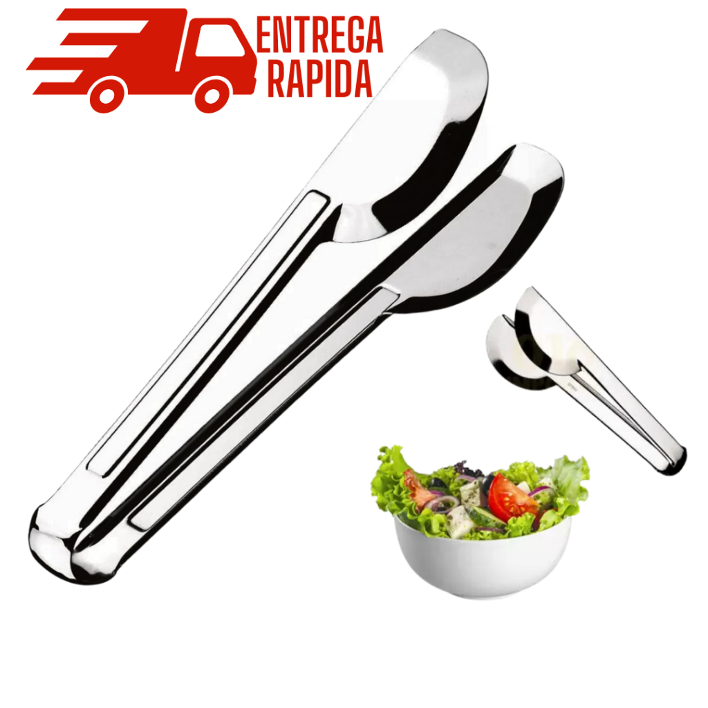 Pegador Universal de Cozinha em Aço Inox 20cm  Profissional para Salada, Carne, Frios e Pão Utensilio de Cozinha