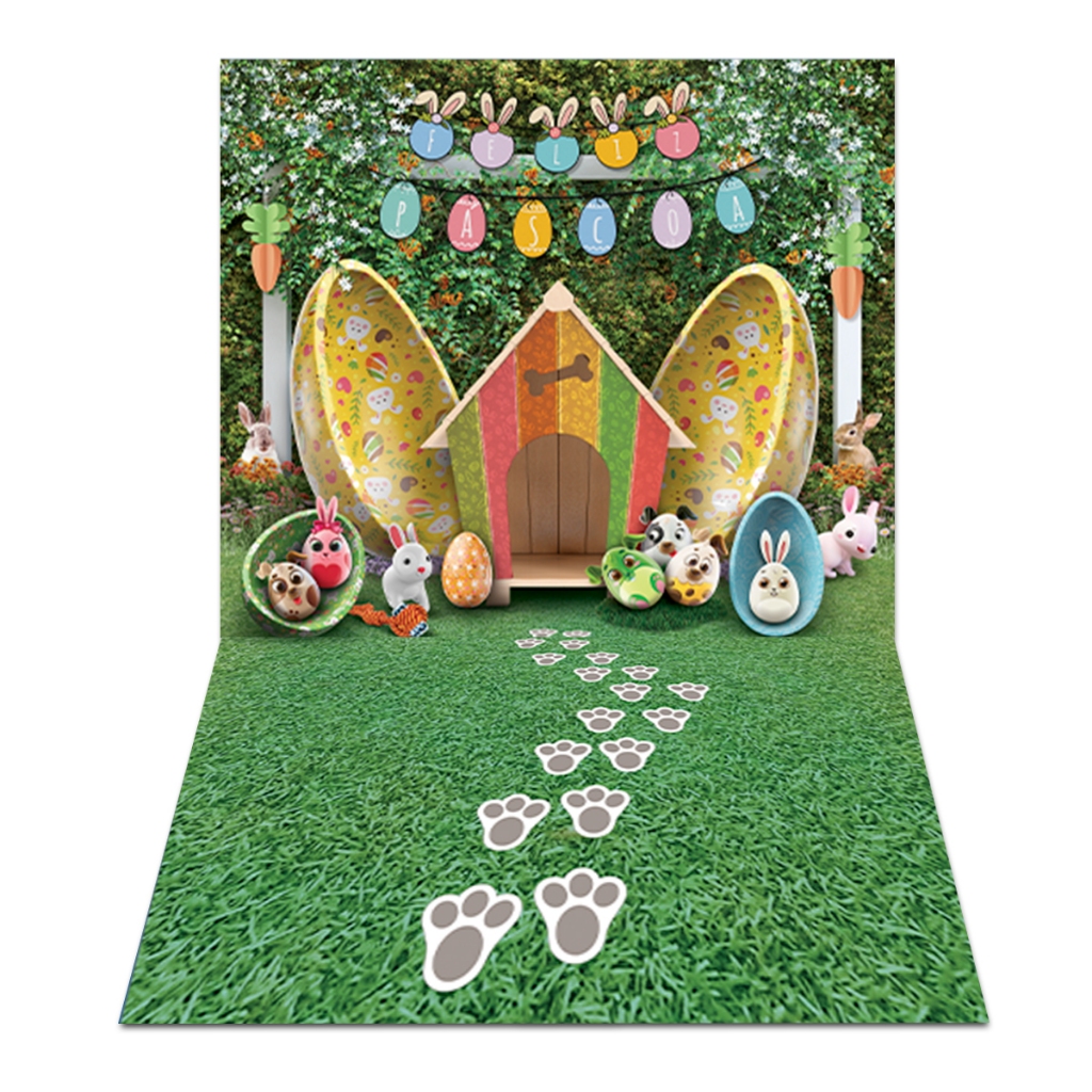 Fundo Fotográfico Páscoa Pet Shop Em Tecido PN-01066 em Oferta na Shopee