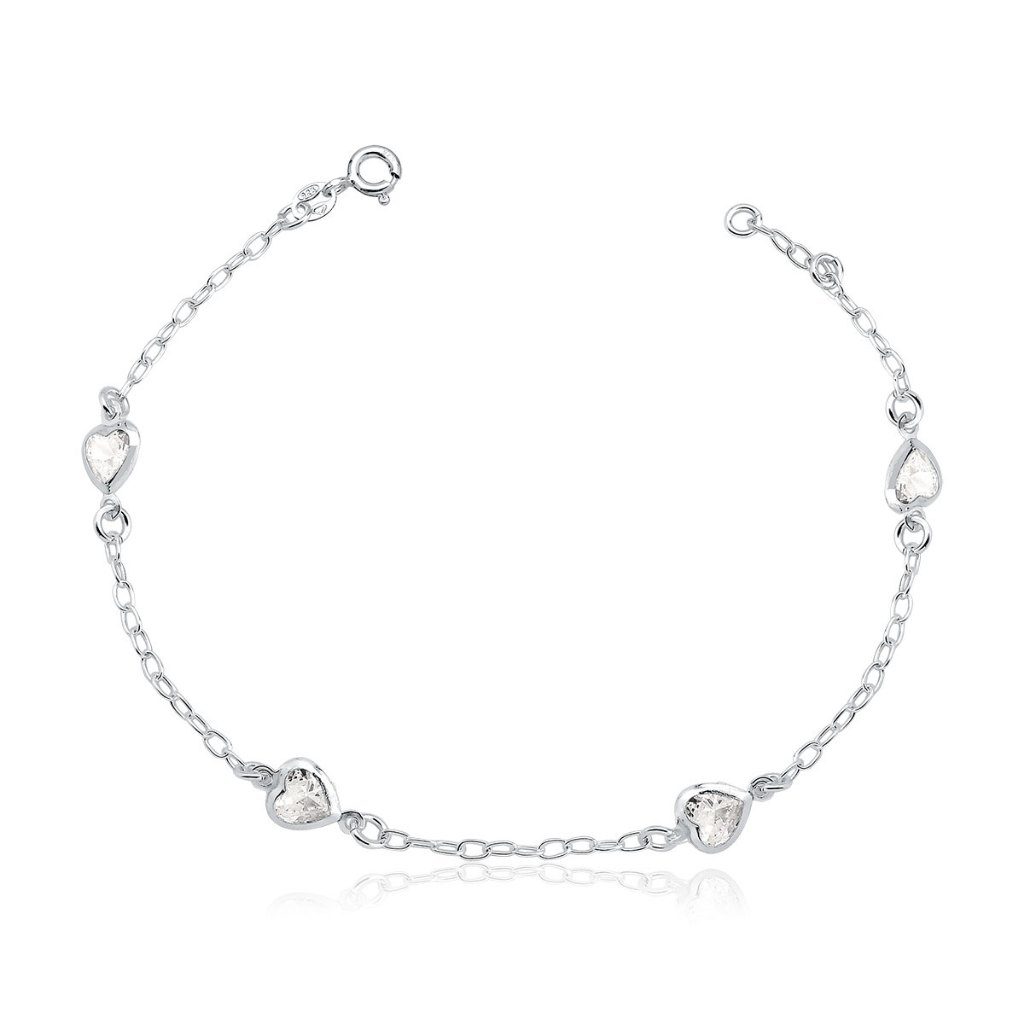 Pulseira Feminina de Prata 925 Coração com zircônias em Oferta na Shopee