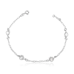 Pulseira Feminina de Prata 925 Coração com zircônias