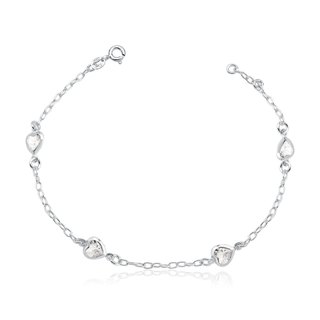 Pulseira Feminina de Prata 925 Coração com zircônias