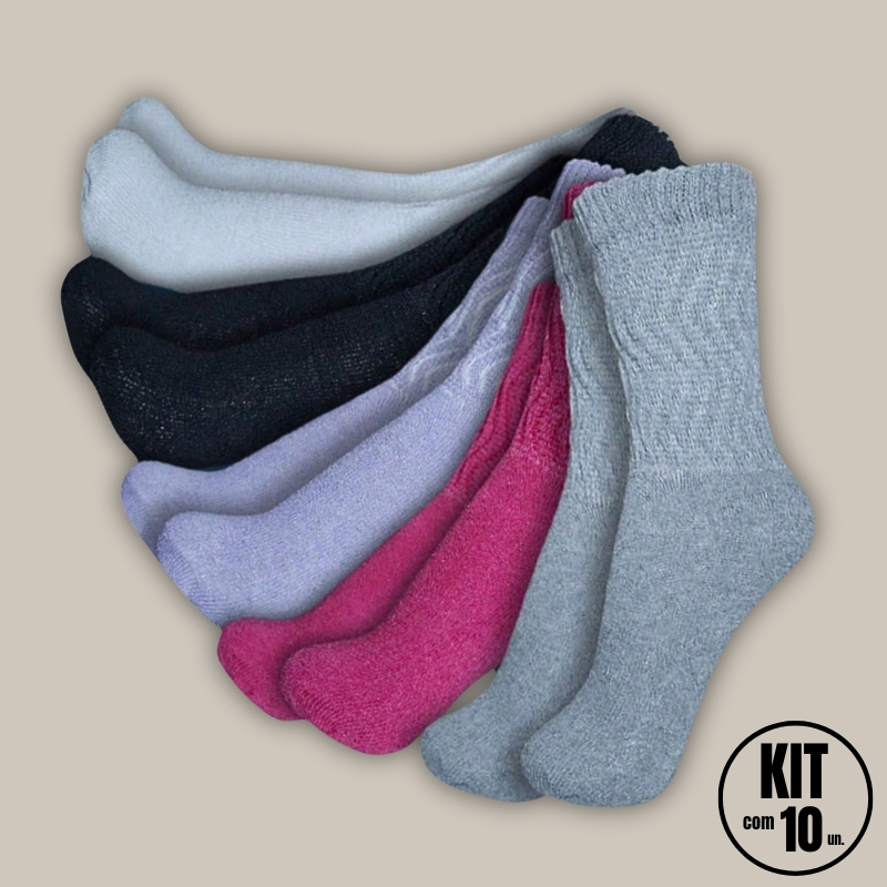 Kit Com 10 Pares De Meias Longa Feminina Fitness Academia Aeróbica Confortável Multicolorido Estiloso Ótima Qualidade