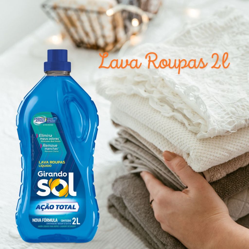 Lava Roupas Sabão líquido 2L Girando Sol Azul