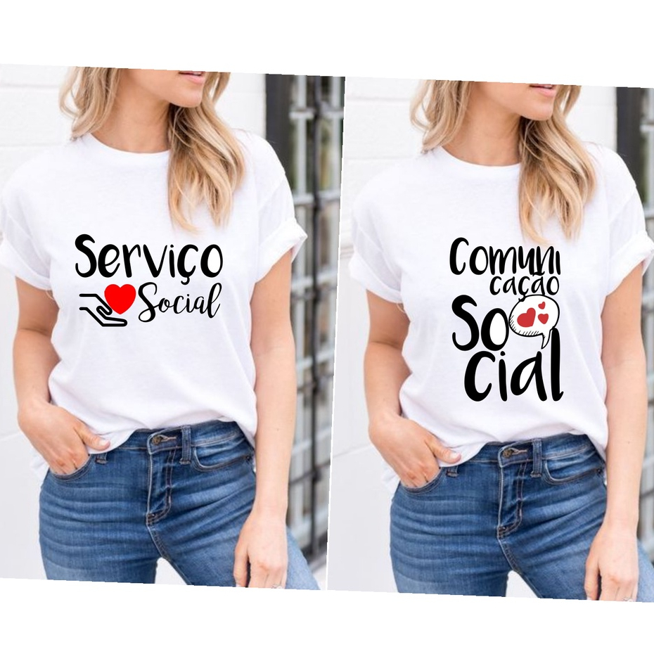 Camiseta blusa profissões pedagogia,,serviço  social, comunicação social, recursos humanos