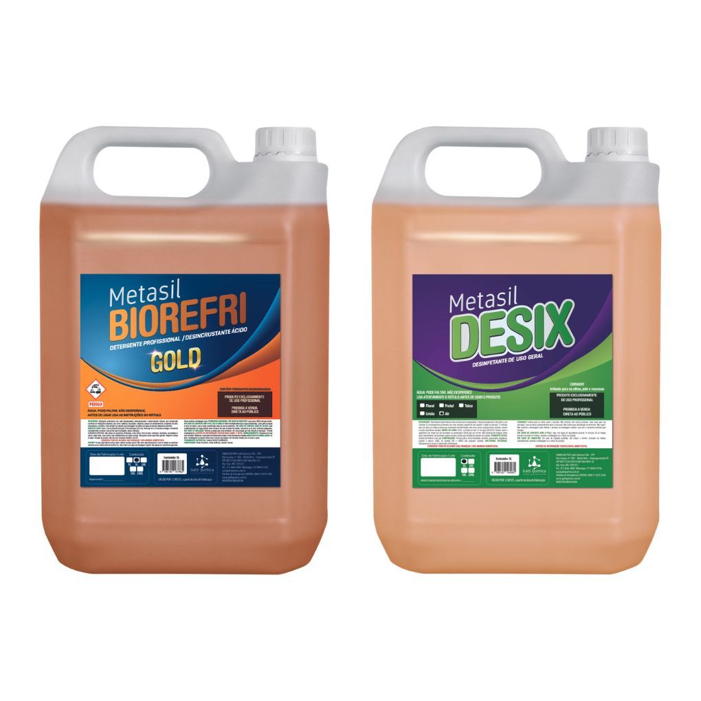Biorefri Gold Detergente Ácido Limpeza Pesada p/ Ar-Condicionado e Bactericida Desix Air 5 Litros