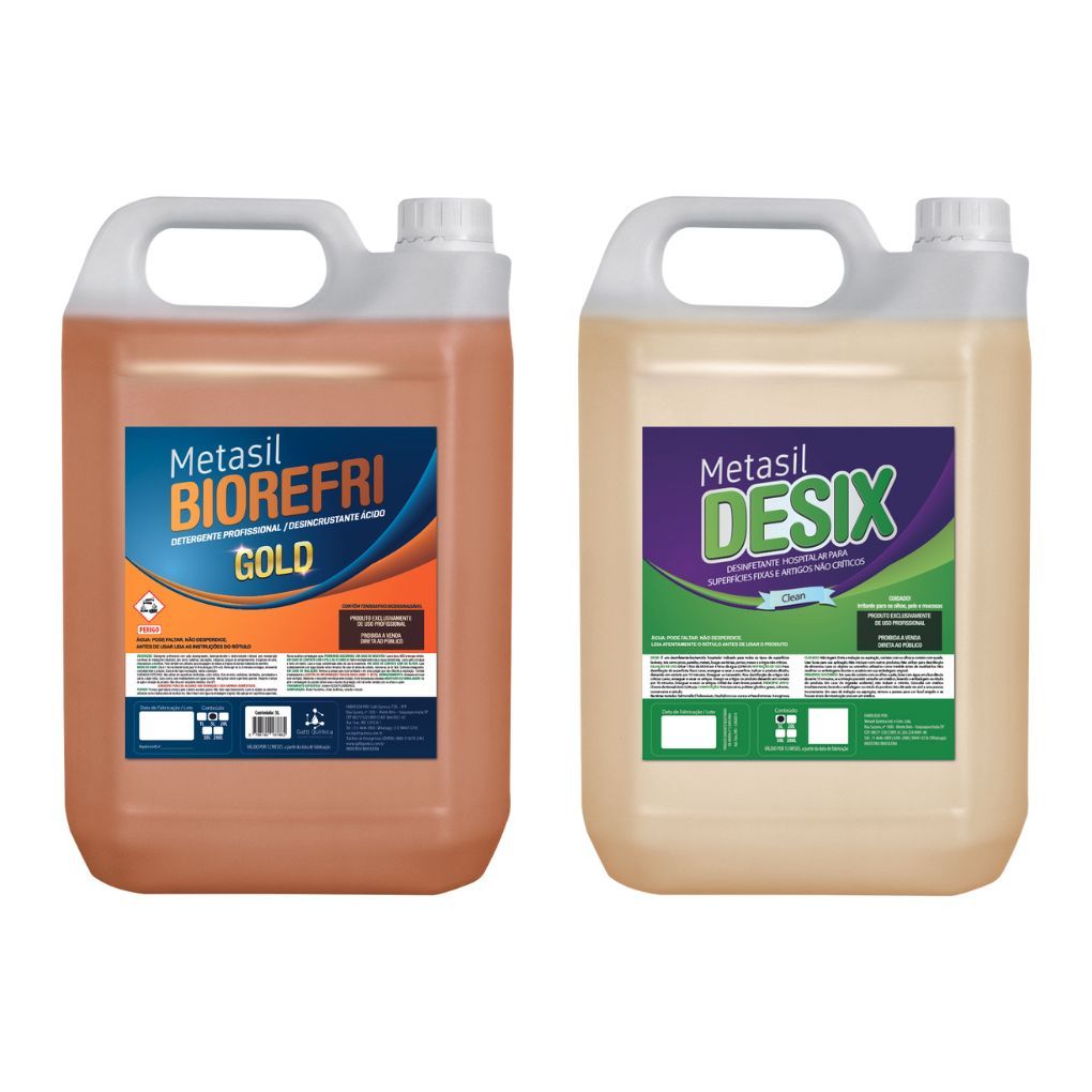 Biorefri Gold Detergente Ácido Limpeza Pesada p/ Ar-Condicionado e Bactericida Desix Clean 5 Litros
